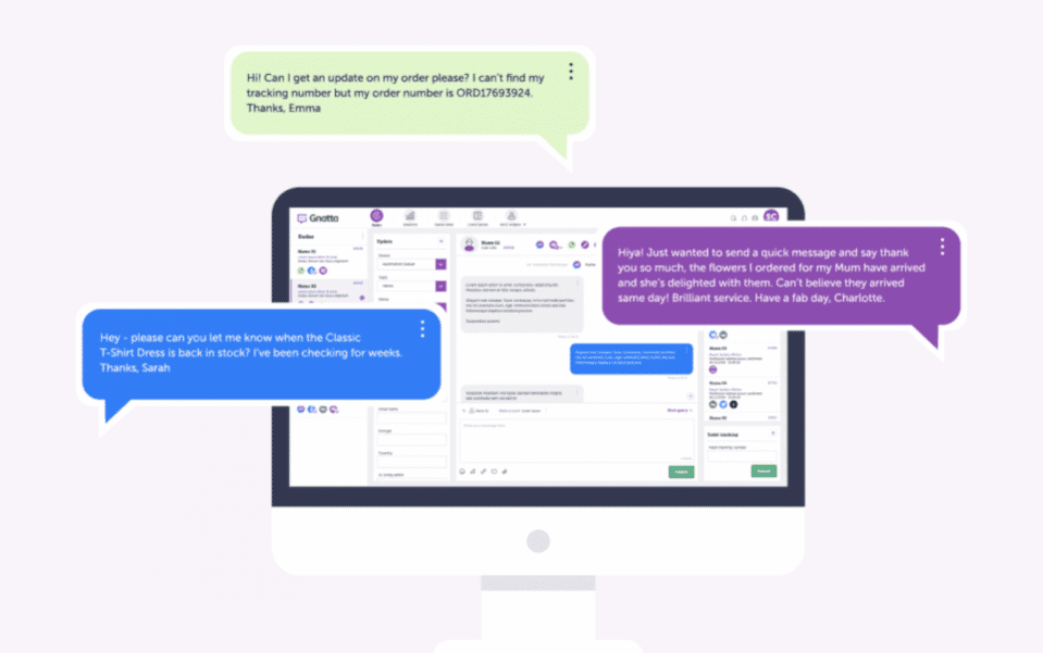 computer monitor surrounded by speech bubbles